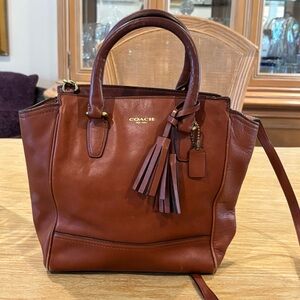 Coach Mahogany Leather Tassel Satchel/mini tote with shoulder strap